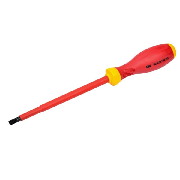 

Отвертка IEK A2L3-SC30-K3-SL-65-150 диэлектрическая шлицевая SL6.5х150 K3 1000В ARMA2L 3, A2L3-SC30-K3-SL-65-150