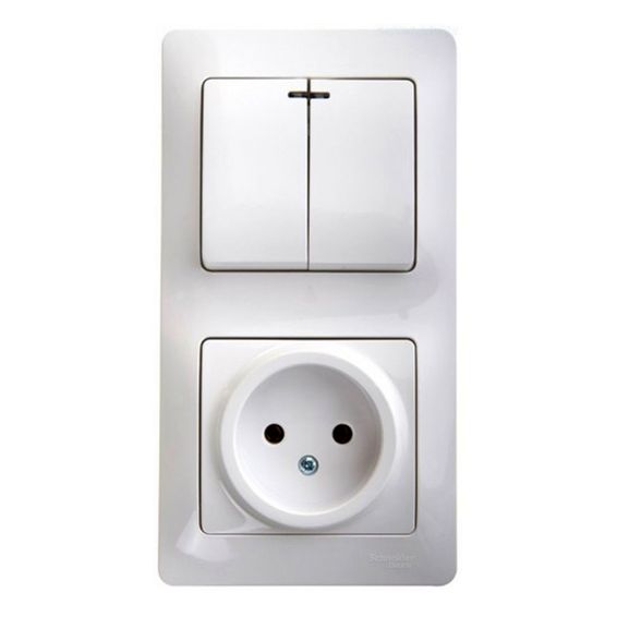

Блок Schneider Electric GSL000173 розетка и 2-кл. выключатель с подсветкой белый, GSL000173