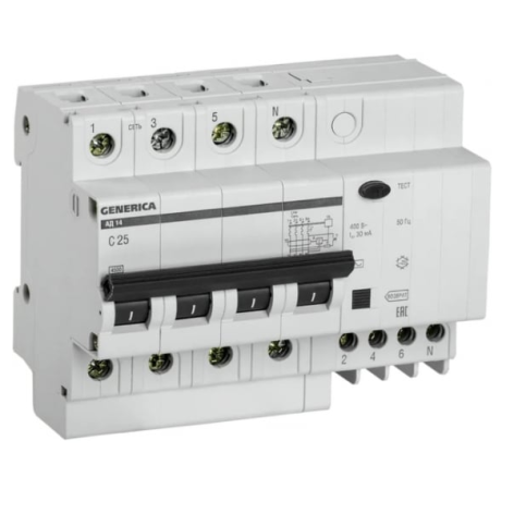 Изображение товара Выключатель дифференциального тока GENERICA MAD15-4-025-C-030