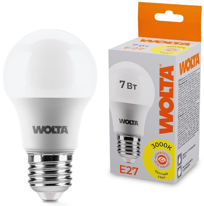 

Лампа светодиодная WOLTA 25Y55BL7E27 7Вт 3000К E27, 25Y55BL7E27