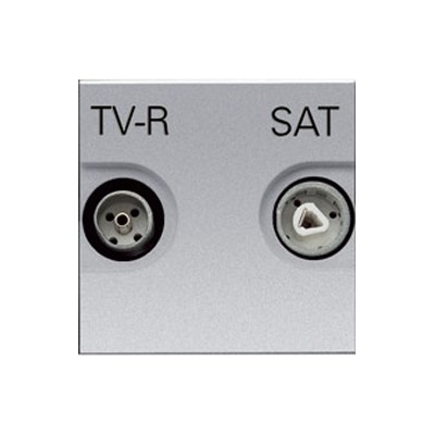

Розетка ABB N2251.3 PL 2CLA225130N1301 телевизионная TV-R-SAT одиночная с накладкой (серебро), N2251.3 PL