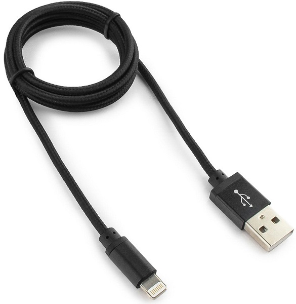 

Кабель интерфейсный USB 2.0 Cablexpert AM/Lightning 8P CC-ApUSB2bk1m 1м, нейлоновая оплетка, алюминиевые разъем, черный, AM/Lightning 8P