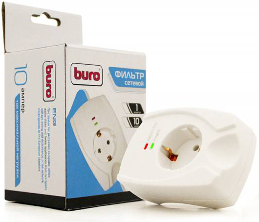 

Сетевой фильтр Buro 100SH-W (1 розетка) белый (коробка), 100SH-W