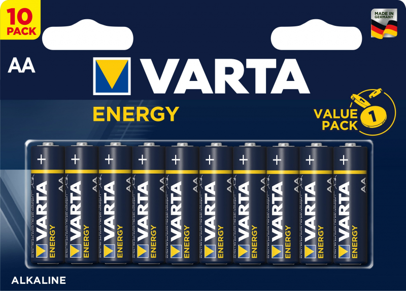 

Батарейка Varta ENERGY LR6 AA 04106229491 BL10 Alkaline 1.5V (4106) (10/200/36000), ENERGY LR6 AA
