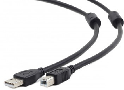 

Кабель интерфейсный USB 2.0 Cablexpert AM/BM 3 м, Pro, экран, 2 феррит.кольца, черный, пакет, AM/BM