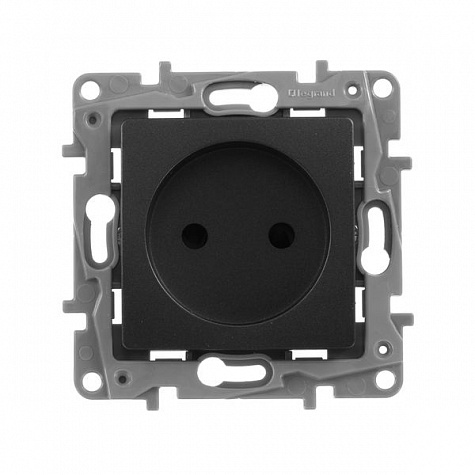 

Розетка Legrand 672634 Etika - 2К со шторками, немецкий стандарт, винтовые зажимы, 16 А, 250 В~, антрацит, 672634