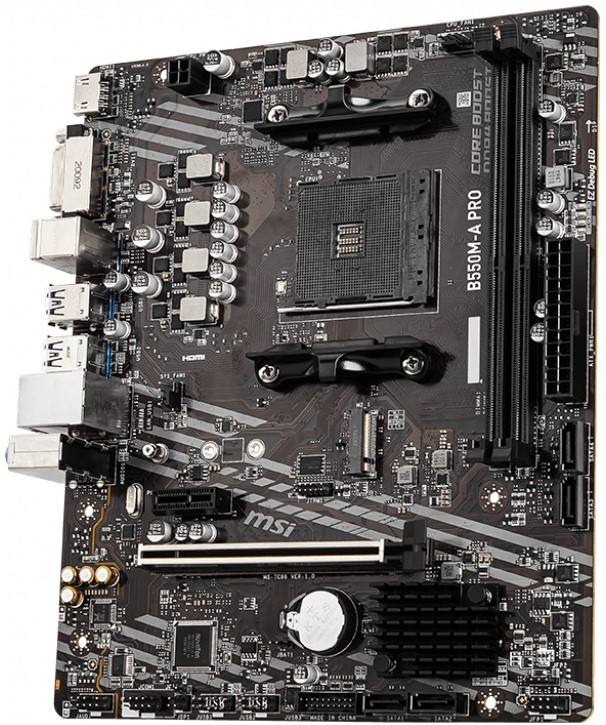 

Материнская плата MSI B550M-A PRO (AM4, AMD B550, 2*DDR4(4600), 4*SATA 6G RAID, M.2, 2*PCIE, Glan, 7.1CH, HDMI, DVI-D, 5*USB 3.2, 4*USB 2.0) RTL, B550M-A PRO