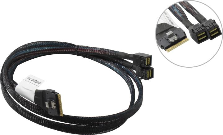 

Кабель Amphenol CBL-8654-8643-08 Cable, x8 SFF-8654 to 2x4 SFF-8643 (NVMe Connection), 0,8M (05-60002-00), CBL-8654-8643-08