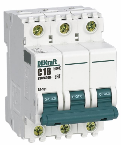 Изображение товара Автоматический выключатель DEKraft 11225DEK трёхполюсный модульный