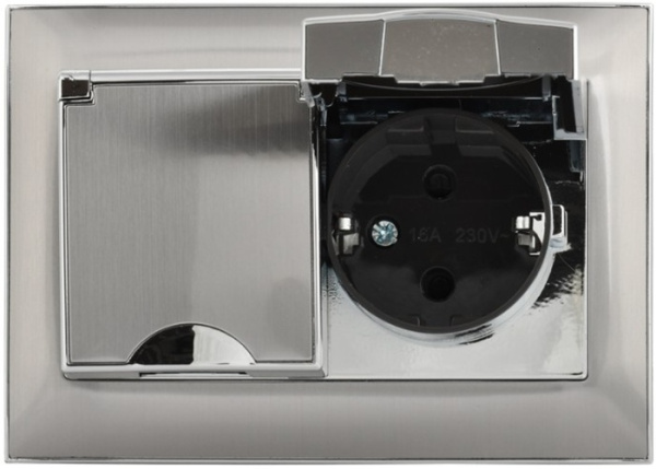 фото Розетка двухместная с заземлением  IEK SK-R26-16-44-K50-F