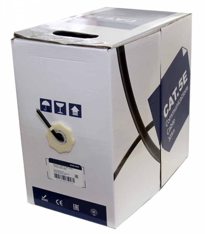 

Кабель витая пара FTP 5e кат. 4 пары 5bites FS5500-305AE solid,CCAG,PE,black,outdoor,drum,305м, FS5500-305AE