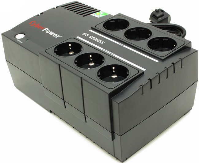 

Источник бесперебойного питания CyberPower BS850E line-interactive, 850VA/490W, Tower, USB, (3+3 EURO), BS850E