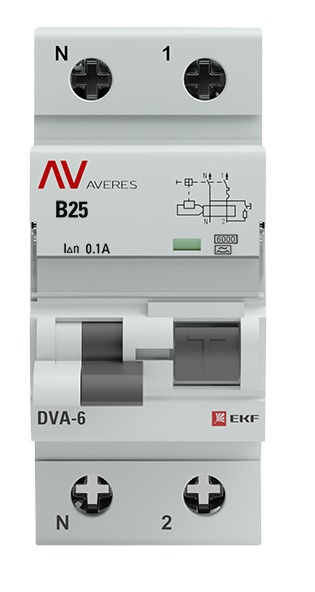 фото Автомат дифференциальный EKF rcbo6-1pn-25B-100-a-av в Перми