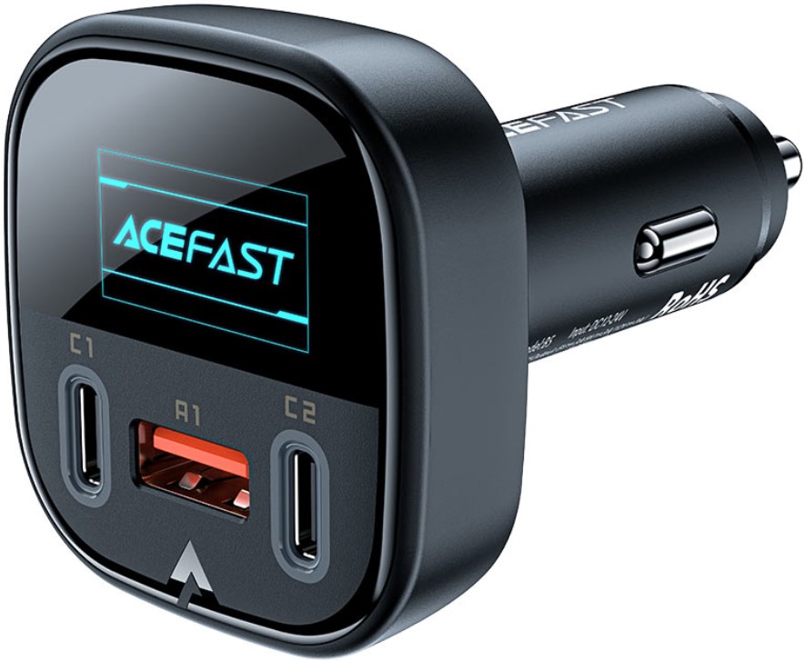 

Зарядное устройство автомобильное ACEFAST B5 101W, USB Type-C/USB Type-C/USB Type-A с умным OLED дисплеем, чёрное, B5