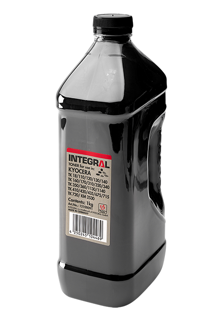 

Тонер Integral 12100091 Kyocera Универсальный (1кг/фл.) TK-130,140,160,170,1100,1130,1140,310,320,330,340,360,410,42 0,435,715,725,KM2530, 12100091