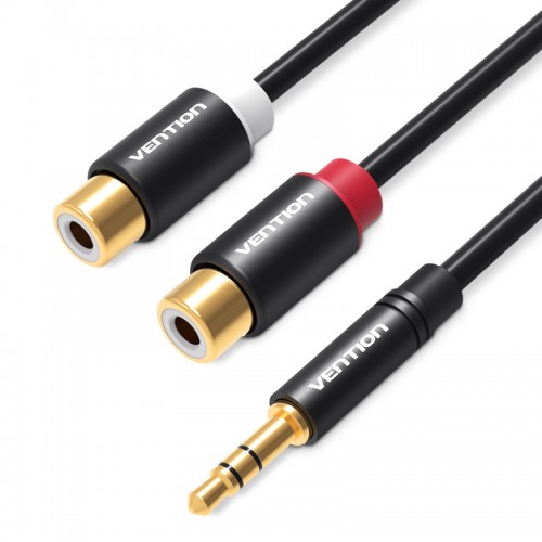

Кабель акустический Vention VAB-R02-B030 Переходник-разветвитель Vention гибкий Jack 3.5 mm M/2RCA F - 0.3м чёрный, VAB-R02-B030