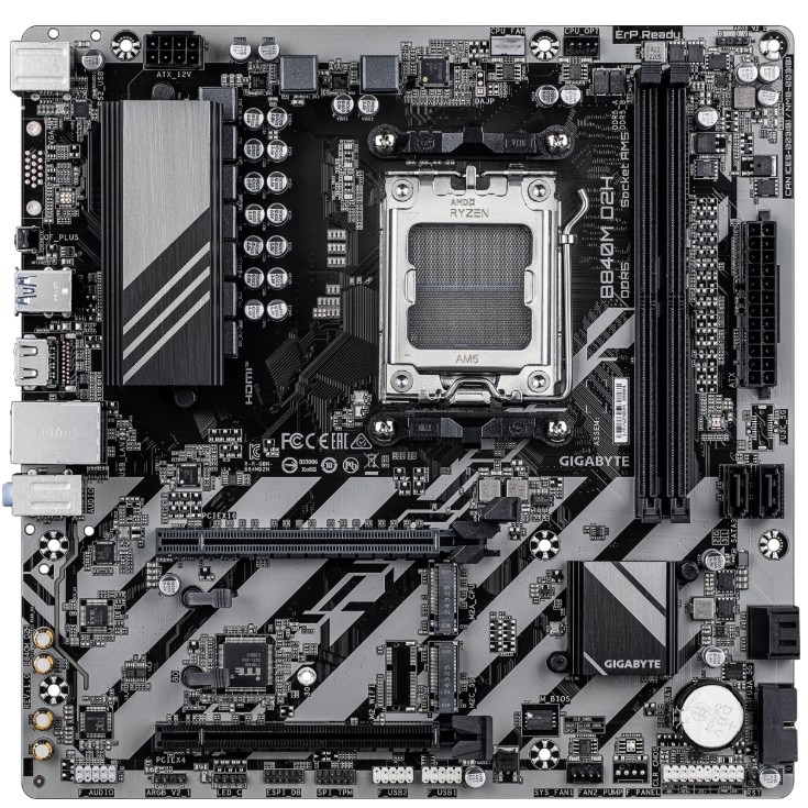 

Материнская плата mATX GIGABYTE B840M D2H (AM5, AMD B840, 2*DDR5 (7200), 2*PCIe, 2*M.2, 4*SATA, 2*USB 3.2, 4*USB 2.0, HDMI), B840M D2H