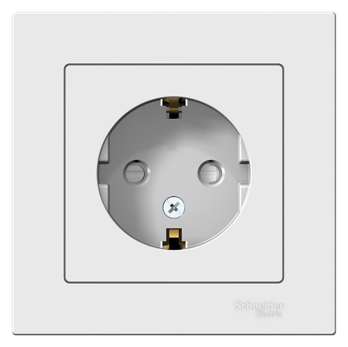 

Розетка Schneider Electric ATN000144 AtlasDesign, с заземлением, со шторками, 16А, в сборе, белая, ATN000144