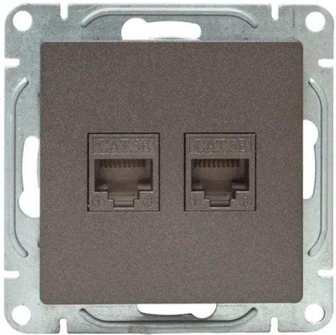 фото Розетка компьютерная двойная EKF UP1-SOM-2RJ45-5