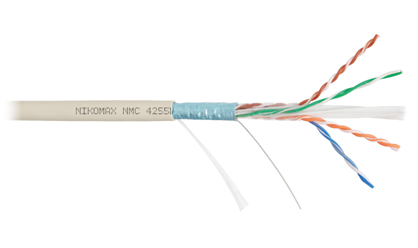 

Кабель витая пара F/UTP 6а кат. 4 пары NIKOMAX NMC 4255L-IY 23AWG(0.57 мм), медь, одножильный (solid), внутренний, полимерный материал, нг(A)-LSLTx, с, NMC 4255L-IY