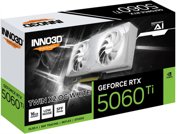 фото Видеокарта Inno3D GeForce RTX 5060 TI TWIN X2 OC WHITE (N506T2-16D7X-191073W) в Казани