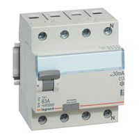 

Выключатель дифференциального тока (ВДТ, УЗО) Legrand 403044 TX³ - 4П, 63 А, тип AC, 300 мА, 4 модуля, 403044
