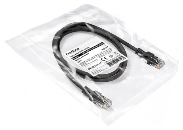 фото Кабель патч-корд U/UTP 5e кат. 1м Exegate UTP-RJ45-RJ45-5e-1M-BK в Волгограде