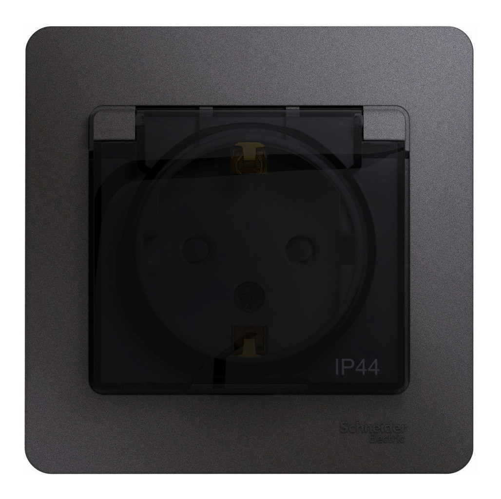 

Розетка Schneider Electric GSL001348 Glossa с/з со шторками с крышкой IP44 (в сборе) графит, GSL001348