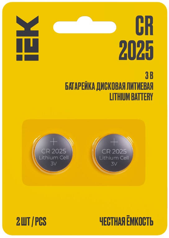 

Батарейка IEK ABT-CR2025-OP-L02 дисковая литиевая CR2025 (2шт/блистер), ABT-CR2025-OP-L02