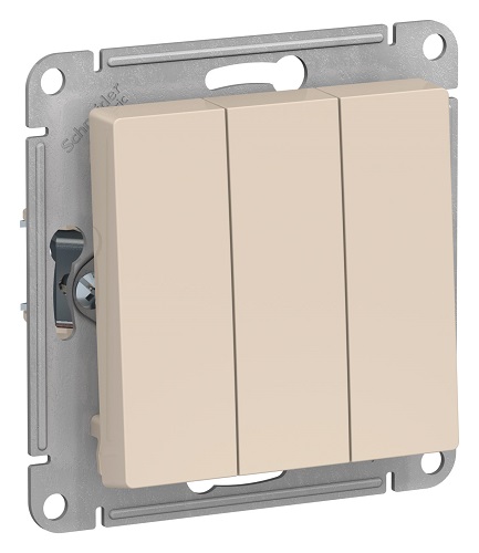 

Выключатель Schneider Electric ATN000231 AtlasDesign, 3-клавишный, сх.1+1+1, 10АХ, механизм, бежевый, ATN000231