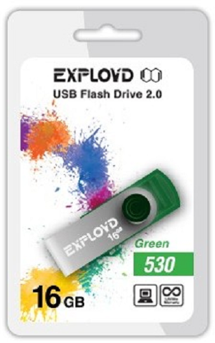 

Накопитель USB 2.0 16GB Exployd 530 зелёный, 530