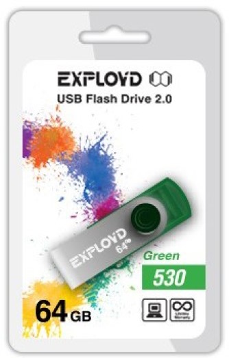 

Накопитель USB 2.0 64GB Exployd EX064GB530-G 530 зелёный, EX064GB530-G