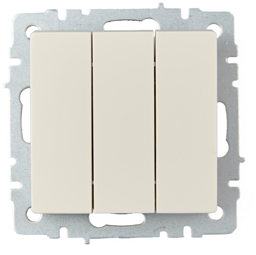 

Выключатель трехклавишный IEK BR-V30-0-10-K10 BRITE 10А ВС10-3-0-БрКр Бежевый, BR-V30-0-10-K10