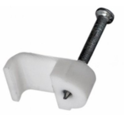 Изображение товара Рексант Скоба 07-4207 пластиковая белая 50 штук под гвоздь