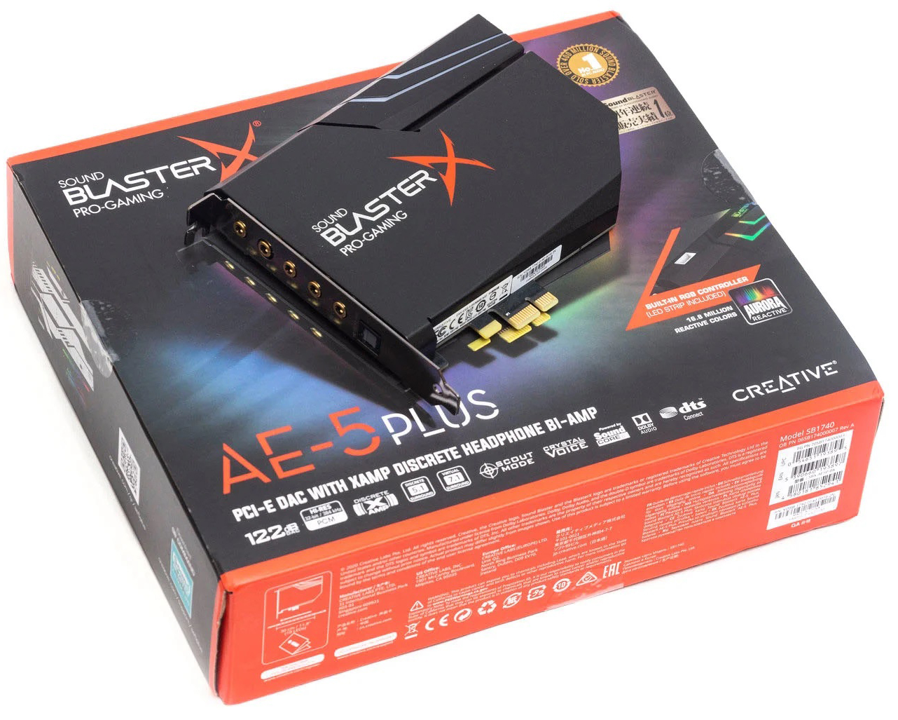 

Звуковая карта PCI-E Creative BlasterX AE-5 Plus 70SB174000003 5.1/32bit/384 кГц/122дБ/BlasterX Acoustic Engine Ret, BlasterX AE-5 Plus