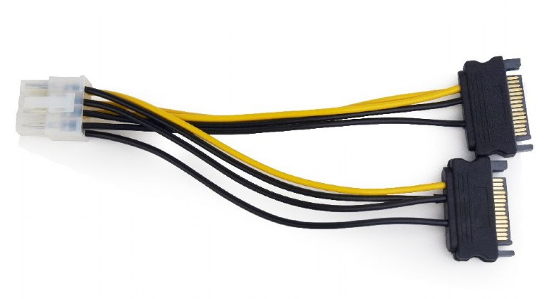 

Кабель Cablexpert CC-PSU-83 2xSATA->PCI-Express 8pin для подключения в/к PCI-Е (8pin) к б/п ATX, CC-PSU-83