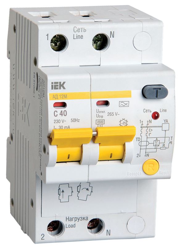 

Автомат дифференциальный IEK MAD12-2-040-C-030 KARAT АД12M 2P C40 30мА тип A, MAD12-2-040-C-030