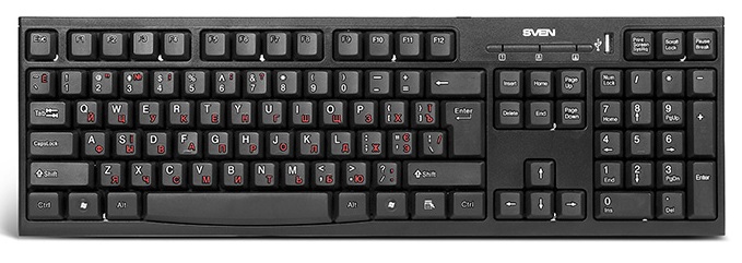 

Клавиатура Sven Standard 304 SV-03100304UB чёрная, USB+HUB, 104 кнопки, Standard 304
