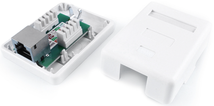 

Розетка Hyperline SB1-1-8P8C-C6-SH-WH RJ-45(8P8C), категория 6, экранированная, одинарная, внешняя, Dual IDC, SB1-1-8P8C-C6-SH-WH