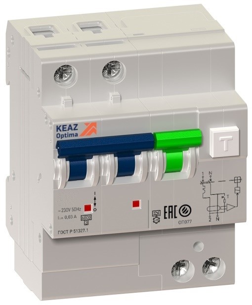 

Автомат дифференциальный КЭАЗ 103457 OptiDin VD63-22C40-A-УХЛ4 2P C40 30mA, 103457