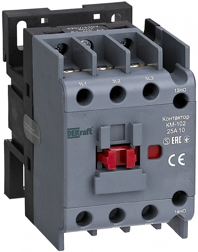 

Контактор DEKraft 22090DEK 25А 24В АС3 АС4 1НЗ КМ-102, 22090DEK