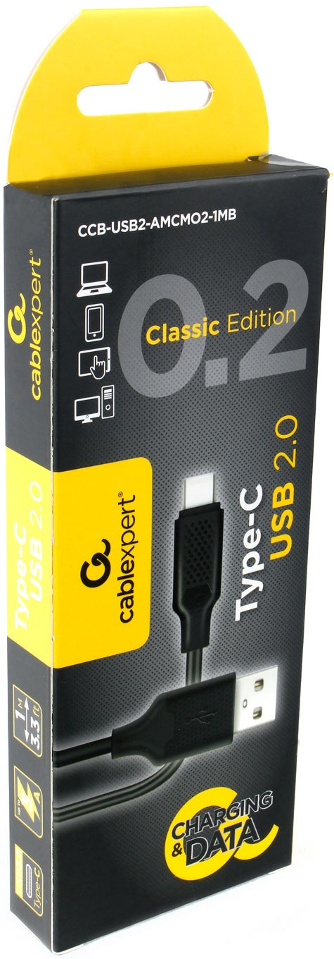 

Кабель интерфейсный USB 2.0 Cablexpert CCB-USB2-AMCMO2-1MB 1м, черный, блистер, CCB-USB2-AMCMO2-1MB