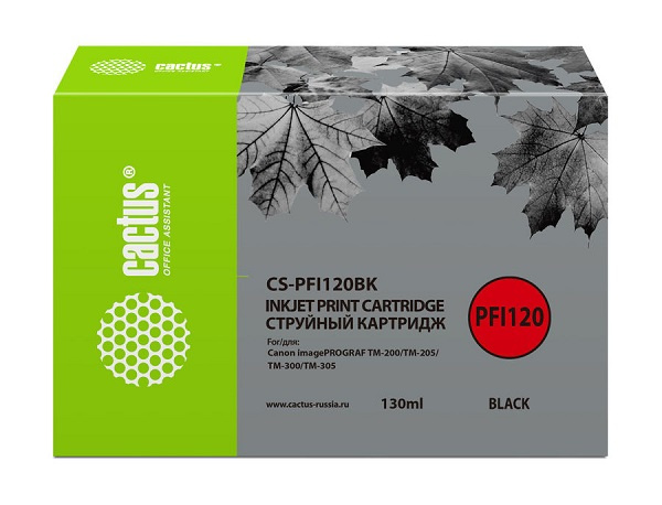 Изображение товара Картридж Cactus CS-PFI120BK для Canon TM-200 TM-205 TM-300 TM-305 Черный
