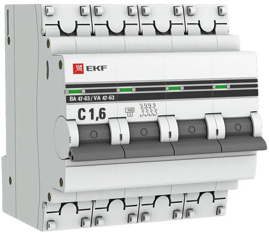 

Автоматический выключатель EKF mcb4763-4-1.6C-pro 4P 1,6А (C) 4,5kA ВА 47-63, mcb4763-4-1.6C-pro