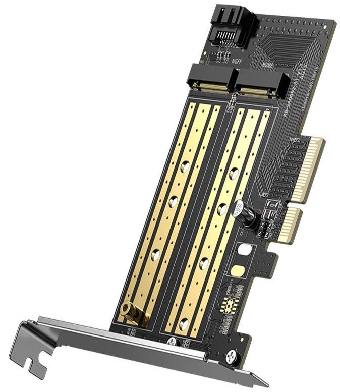 

Плата расширения UGREEN CM302 70504 M.2 M-Key+M.2 B-Key to PCI-E 3.0 × 4 Expansion Card, черный, CM302