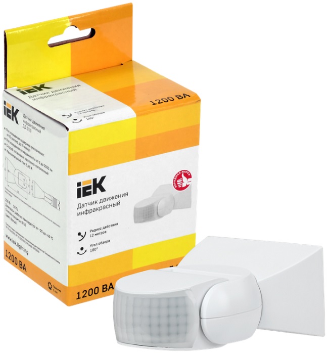 

Датчик движения IEK LDD10-013-1100-001 ДД 013 белый 1200Вт 180гр 12м IP65, LDD10-013-1100-001