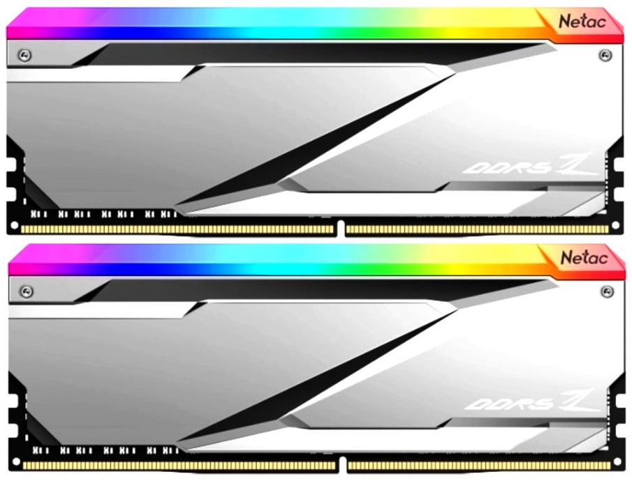 

Модуль памяти DDR5 32GB (2*16GB) Netac NTZED5P76DP-32S Z RGB PC5-60800 C36 Silver 36-46-46-122 1.4V XMP Dual DIMM Kit, NTZED5P76DP-32S