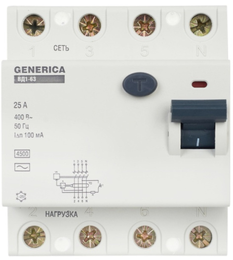 фото УЗО  GENERICA MDV15-4-025-100 в Челябинске