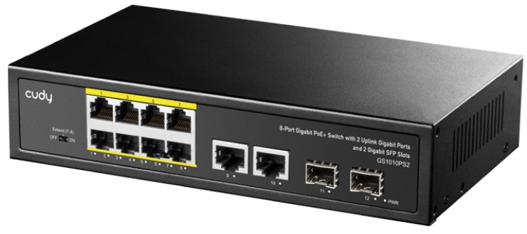 

Коммутатор неуправляемый Cudy GS1010PS2 8-10/100/1000 BASE-T Gigabit ports,2-Port 10/100/1000 BASE-T Gigabit Uplink ports, 2-1000 BASE-X SFP Slot, 8-p, GS1010PS2
