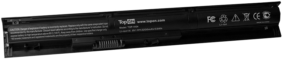 

Аккумулятор для ноутбука HP TopOn TOP-VI04 для моделей 15, 17, Pavilion 15, 17, ProBook 450 G2, 455 G2 14.8V 2200mah PN: VI04, TPN-Q142, TOP-VI04